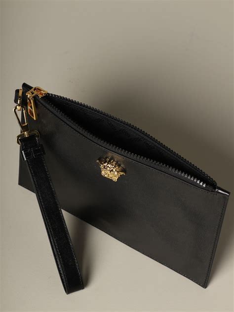 versace black leather clutch|versace clutch bag sale.